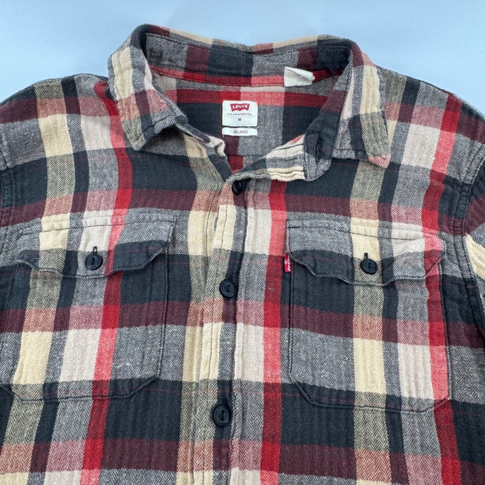 Mens Levi­s Relaxed Fit Plaid Western‎ Streetwear Flannel Long Sleeve Shirt Sz M - Picture 5 of 11